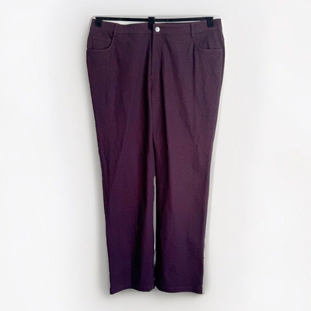 Doncaster Leopard Jacquard High Rise Pant Sz 16W Plum Bordeaux Office Casual